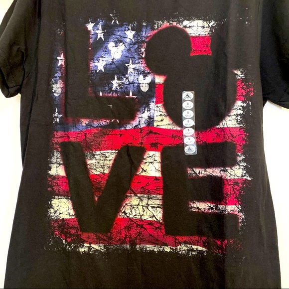 NWT Disney Parks Mickey Mouse Love Flag T- Shirt Sz S - Picture 2 of 8